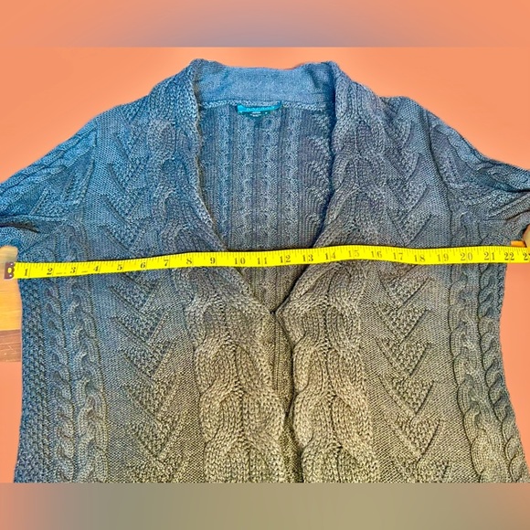 Lauren Ralph Lauren Cotton Cable Knit Green Cardigan with Hook & Eye Closure, M - Picture 7 of 9